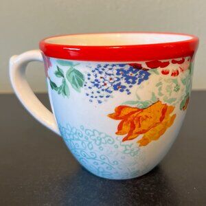 The Pioneer Woman COUNTRY GARDEN  Floral w/ Red Trim Stoneware Coffee Tea Mug